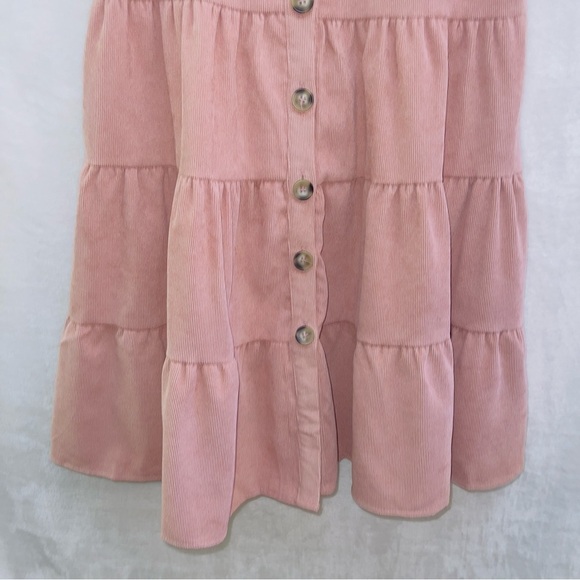 Blu Pepper NWT Pink Rose Button Front Short Sleeve Babydoll Dress size medium - Picture 4 of 6